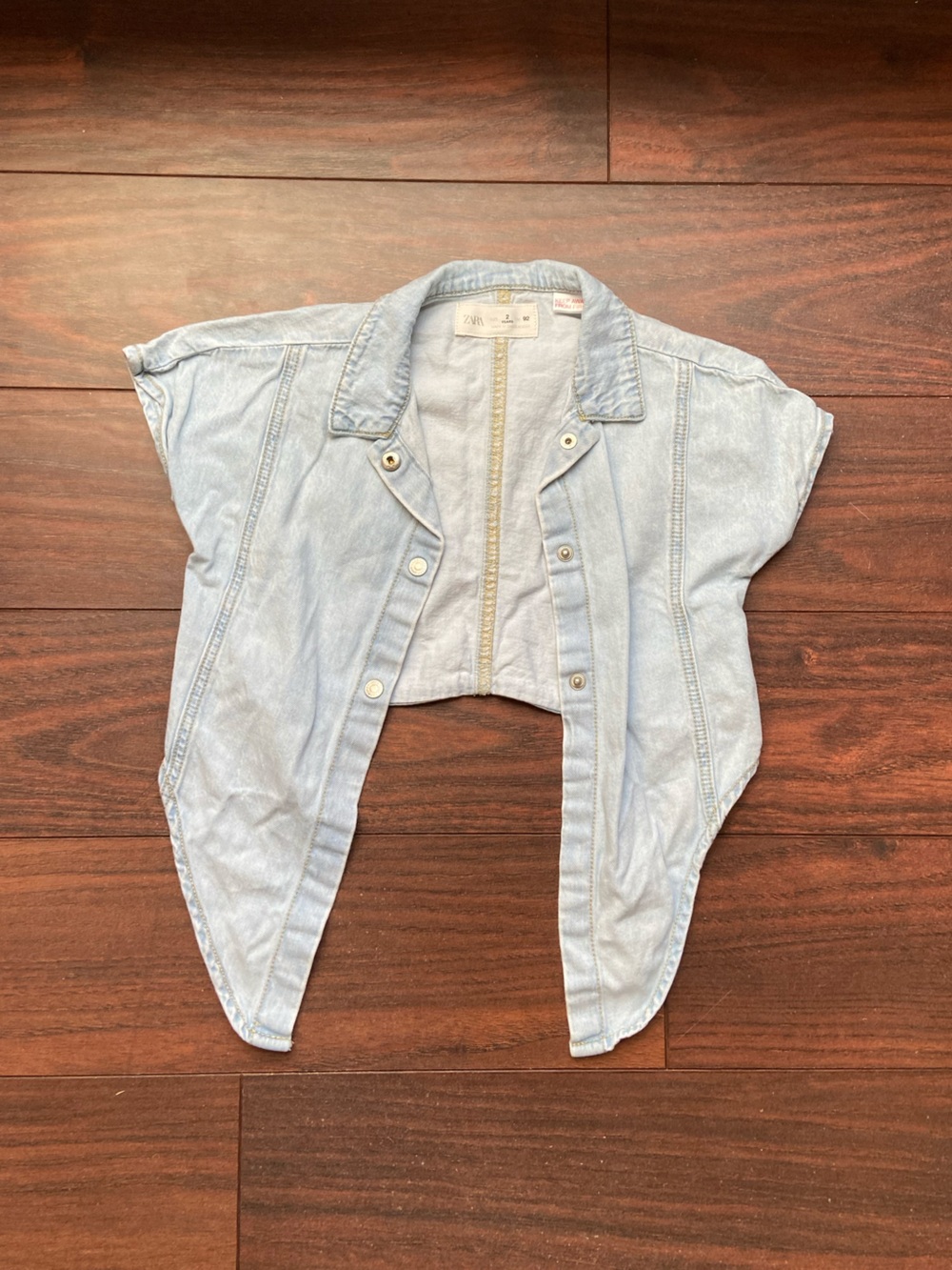 ZARA LIGHT WASH BLUE JEANS CROPPED TIE FRONT TOP GIRL 2y